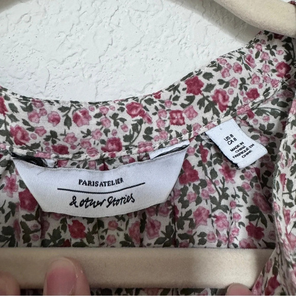 & Other Stories Paris Atelier Floral Print Silk Blend Blouse Size 8 - Picture 6 of 15